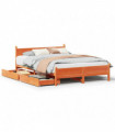 vidaXL Bed Frame without Mattress Wax Brown 140x190 cm Solid Wood Pine