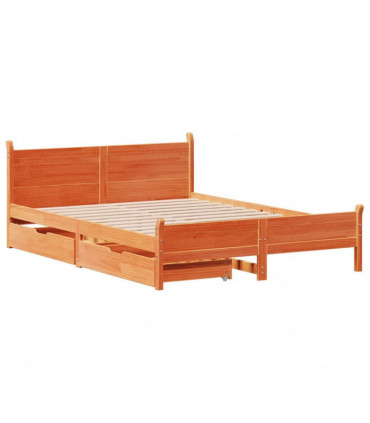 vidaXL Bed Frame without Mattress Wax Brown 140x190 cm Solid Wood Pine
