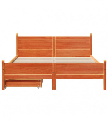 vidaXL Bed Frame without Mattress Wax Brown 140x190 cm Solid Wood Pine
