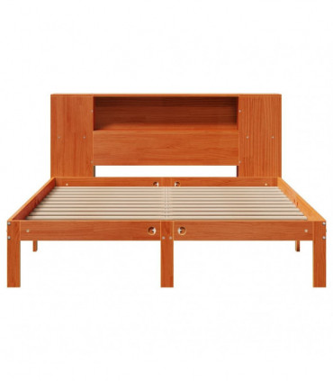 vidaXL Bookcase Bed without Mattress Wax Brown 135x190 cm Doouble Solid Wood Pine