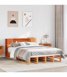 vidaXL Bookcase Bed without Mattress Wax Brown 135x190 cm Double Solid Wood