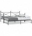 vidaXL Daybed with Trundle without Mattress Black 100x200 cm Steel