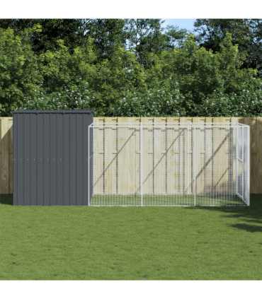 vidaXL Dog House with Run Anthracite 214x457x181 cm Galvanised Steel
