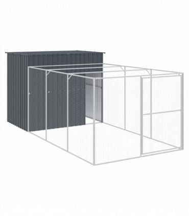 vidaXL Dog House with Run Anthracite 214x457x181 cm Galvanised Steel