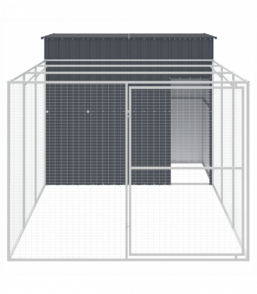 vidaXL Dog House with Run Anthracite 214x457x181 cm Galvanised Steel