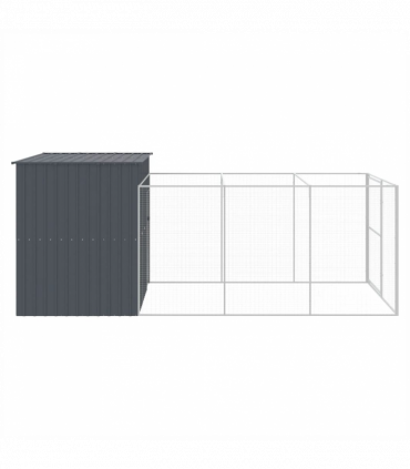 vidaXL Dog House with Run Anthracite 214x457x181 cm Galvanised Steel
