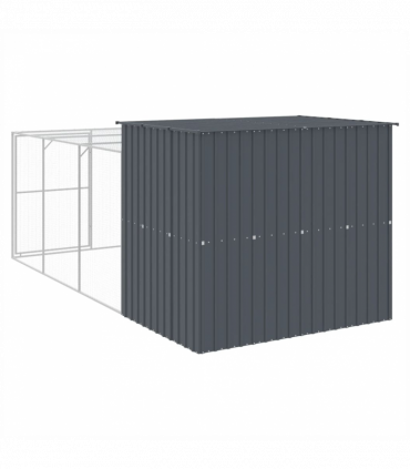vidaXL Dog House with Run Anthracite 214x457x181 cm Galvanised Steel