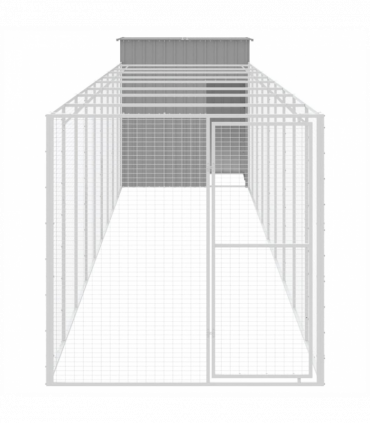 vidaXL Dog House with Run Light Grey 165x1067x181 cm Galvanised Steel