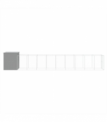vidaXL Dog House with Run Light Grey 165x1067x181 cm Galvanised Steel