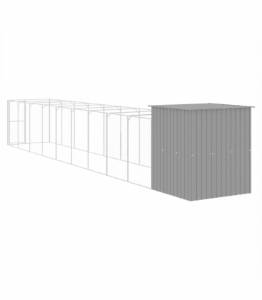 vidaXL Dog House with Run Light Grey 165x1067x181 cm Galvanised Steel
