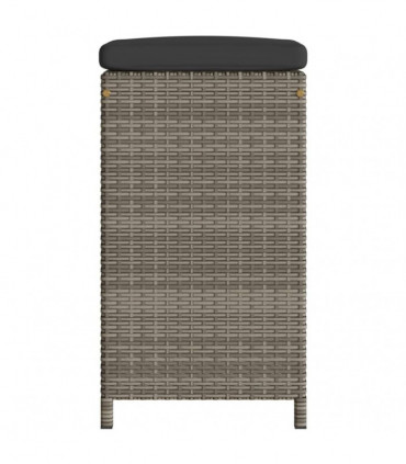 vidaXL Garden Bar Stools with Cushions 2 pcs Grey Poly Rattan