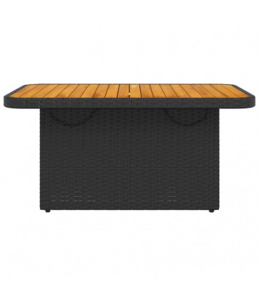 vidaXL Garden Table Black 90x55x71 cm Poly Rattan and Acacia Wood