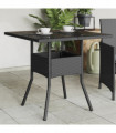 vidaXL Garden Table with Glass Top Black 80x80x75 cm Poly Rattan