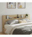 vidaXL Headboard Cabinet with LED Sonoma Oak 220x16.5x103.5 cm