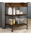 vidaXL Kitchen Trolley Smoked Oak 60x48x89.5 cm Engineered Wood
