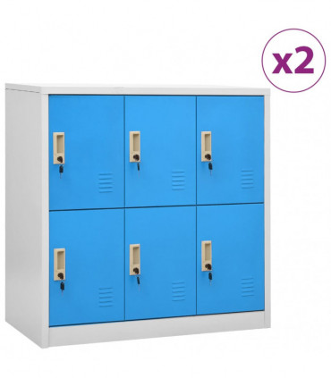 vidaXL Locker Cabinets 2 pcs Light Grey and Blue 90x45x92.5 cm Steel