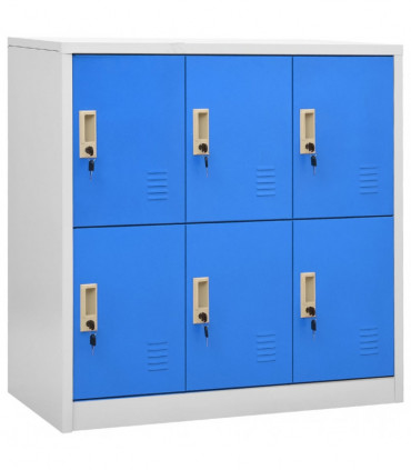 vidaXL Locker Cabinets 2 pcs Light Grey and Blue 90x45x92.5 cm Steel