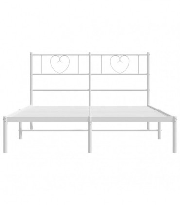 vidaXL Metal Bed Frame with Headboard White 120x190 cm Small Double