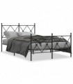 vidaXL Metal Bed Frame with Headboard and Footboard Black 120x200 cm