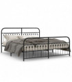vidaXL Metal Bed Frame with Headboard and Footboard Black 183x213 cm