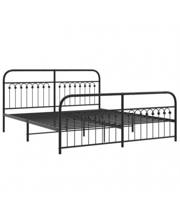 vidaXL Metal Bed Frame with Headboard and Footboard Black 183x213 cm