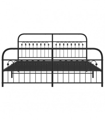vidaXL Metal Bed Frame with Headboard and Footboard Black 183x213 cm