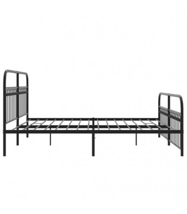 vidaXL Metal Bed Frame with Headboard and Footboard Black 183x213 cm