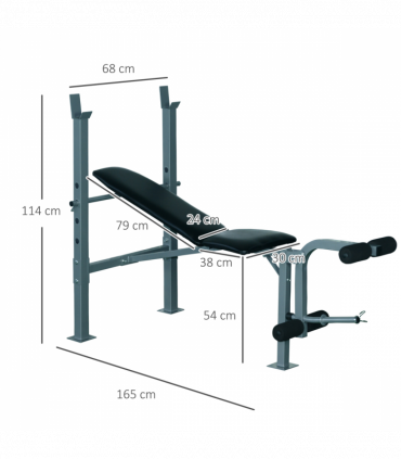 Adjustable Multi Gym Weight Bench Barbell Stand Chest Leg Abs Training HOMCOM