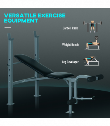 Adjustable Multi Gym Weight Bench Barbell Stand Chest Leg Abs Training HOMCOM