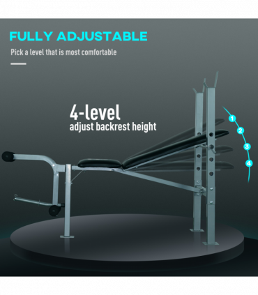 Adjustable Multi Gym Weight Bench Barbell Stand Chest Leg Abs Training HOMCOM