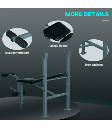 Adjustable Multi Gym Weight Bench Barbell Stand Chest Leg Abs Training HOMCOM