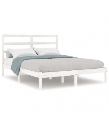 Bed Frame White Solid Wood Pine 160x200 cm
