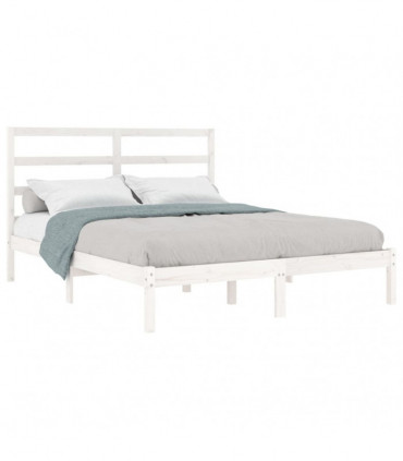 Bed Frame White Solid Wood Pine 160x200 cm