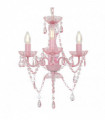 Chandelier with Beads Pink Round 3 x E14