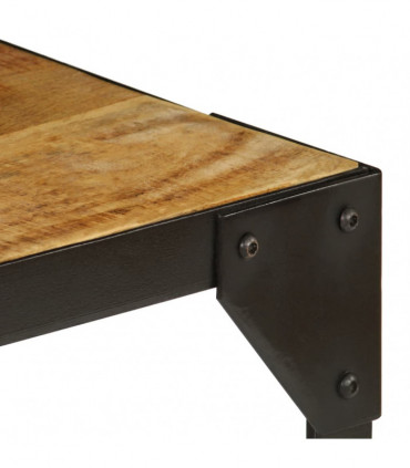 Coffee Table Solid Rough Mango Wood and Steel 110 cm