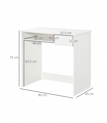 Computer Table with Keyboard Tray Drawer White Particle Board 80cm x 45cm x 75cm