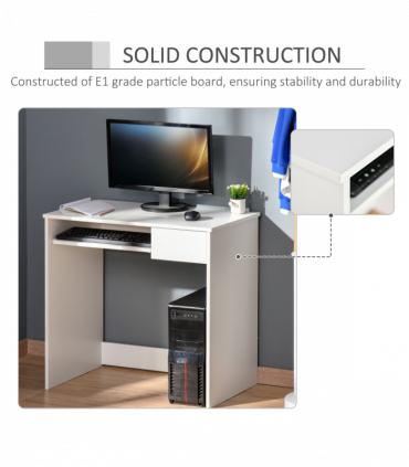Computer Table with Keyboard Tray Drawer White Particle Board 80cm x 45cm x 75cm
