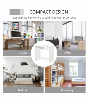 Computer Table with Keyboard Tray Drawer White Particle Board 80cm x 45cm x 75cm