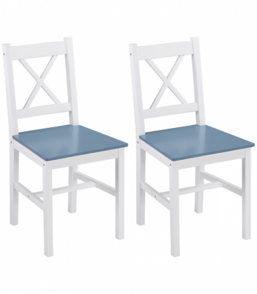 Dining Chairs Set of 2, Pine Wood Frame, Cross Back for Kitchen White