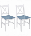 Dining Chairs Set of 2, Pine Wood Frame, Cross Back for Kitchen White