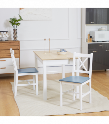 Dining Chairs Set of 2, Pine Wood Frame, Cross Back for Kitchen White