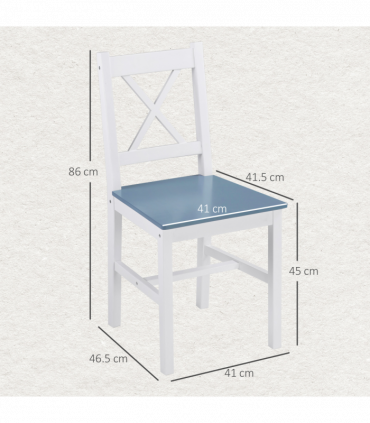 Dining Chairs Set of 2, Pine Wood Frame, Cross Back for Kitchen White