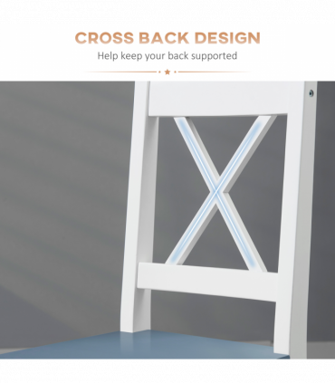 Dining Chairs Set of 2, Pine Wood Frame, Cross Back for Kitchen White