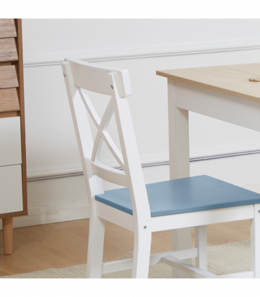 Dining Chairs Set of 2, Pine Wood Frame, Cross Back for Kitchen White