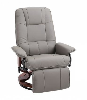 Ergonomic Recliner Sofa Chair PU Leather Armchair Lounger with Footrest, Grey