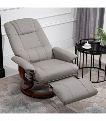 Ergonomic Recliner Sofa Chair PU Leather Armchair Lounger with Footrest, Grey
