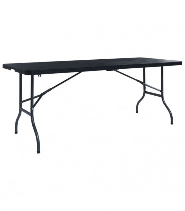 Folding Garden Table Black 180x75x72 cm HDPE Imitation Rattan