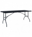 Folding Garden Table Black 180x75x72 cm HDPE Imitation Rattan