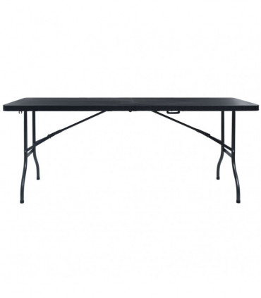 Folding Garden Table Black 180x75x72 cm HDPE Imitation Rattan