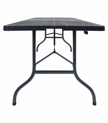 Folding Garden Table Black 180x75x72 cm HDPE Imitation Rattan